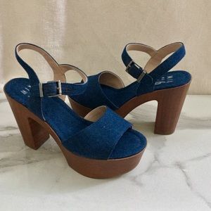 NIB Mix No. 6 Denim Platform Sandals